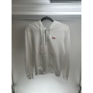 WOMENS VICTORIA'S SECRET LOVE PINK...WHITE  HOODED SWEATSHIRT‎ , SIZE LARGE